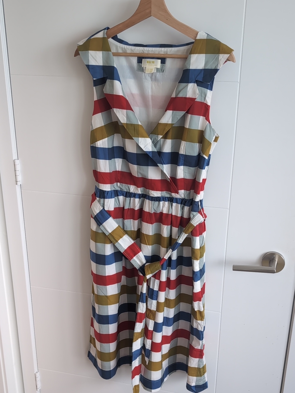 Maeve Anthropologie Striped Wrap Dress | Size 10 | Cotton | Belted | Pockets